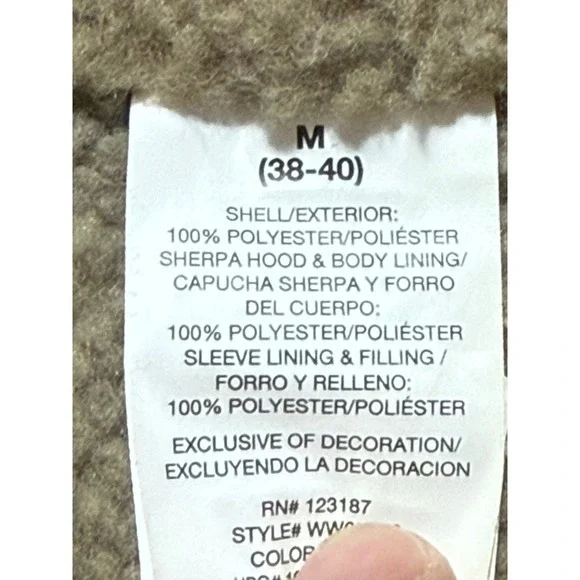 Wrangler Sherpa Lined Hooded Jacket Brown Fleece Lined Zip Up Workwear Size M - Picture 6 of 11